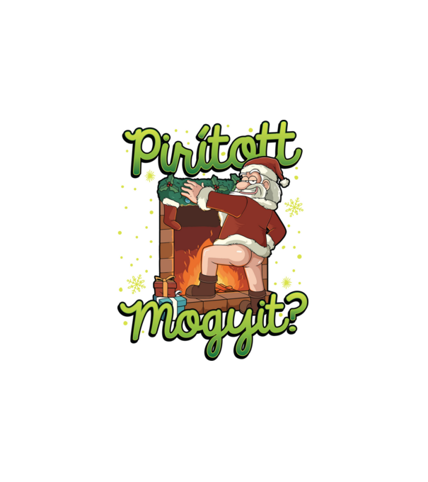 Pirított mogyi Mikulás minta fehér pólón