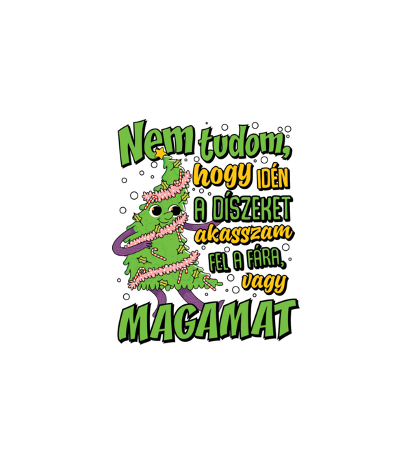 Karácsonyfa dísz minta fehér pólón