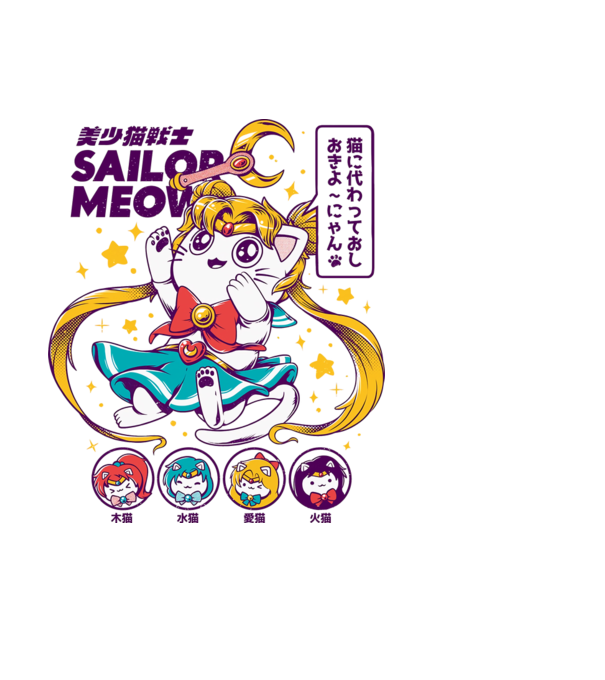 Sailor Moon Kitty minta fekete pólón