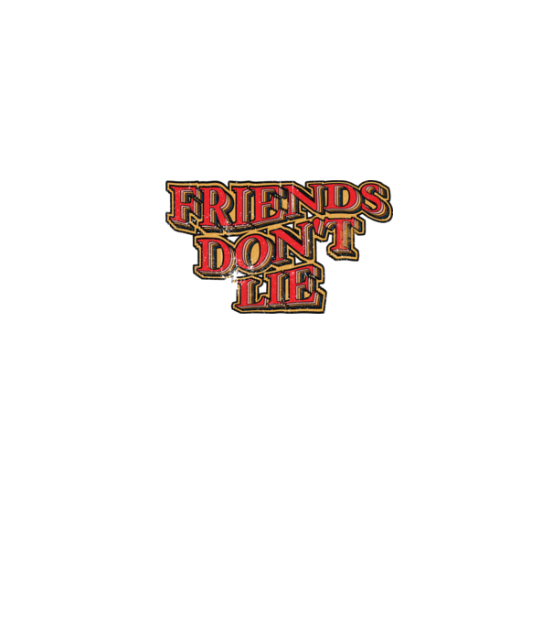 Friends dont lie 80s typo minta farmerkék pólón