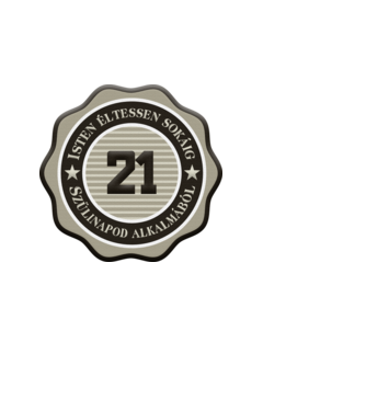 21 éves minta fehér pólón