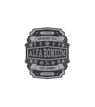 Boldogság az Alfa Romeom minta fehér pólón