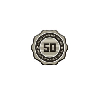 50 éves minta fehér/piros pólón