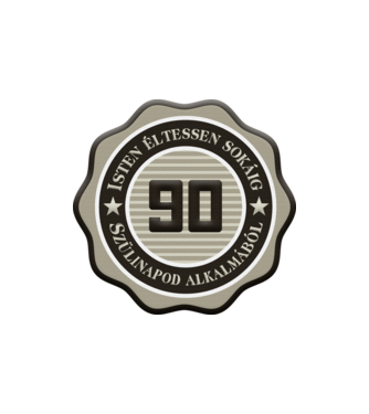 90 éves minta homokszín pólón