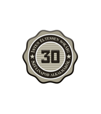 30 éves minta fehér pólón