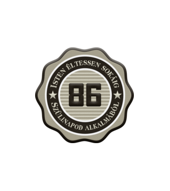 86 éves minta fehér pólón