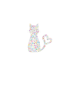 Colorful Heart Cat 2 minta farmerkék pólón