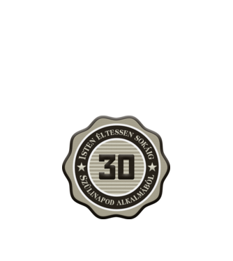 30 éves minta homokszín pólón