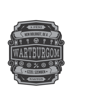 Boldogság a Wartburgom minta világoskék pólón
