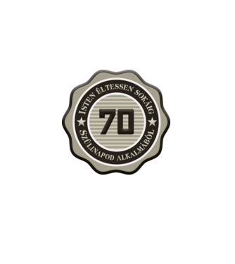 70 éves minta homokszín pólón