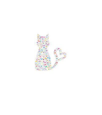 Colorful Heart Cat 2 minta fekete pólón