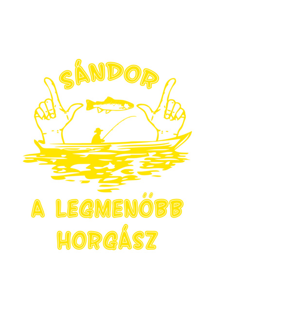 Horgász Sándor színezhető minta fekete pólón