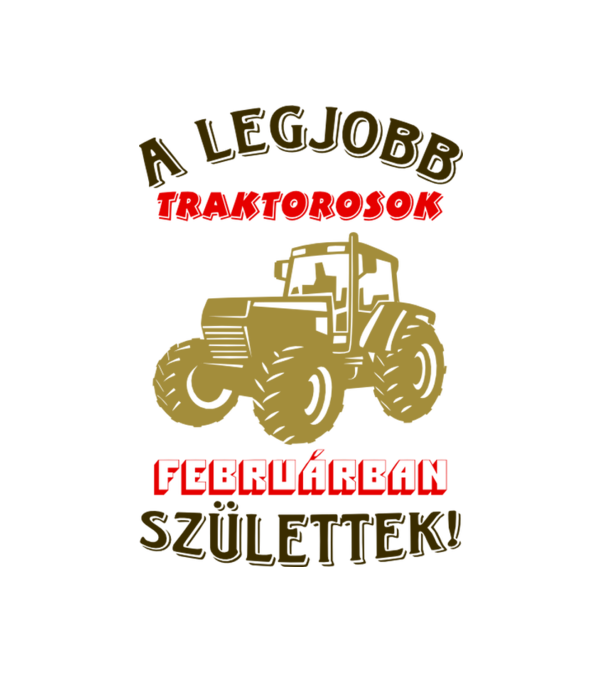 Traktoros szülinapja február színezhető minta fehér pólón