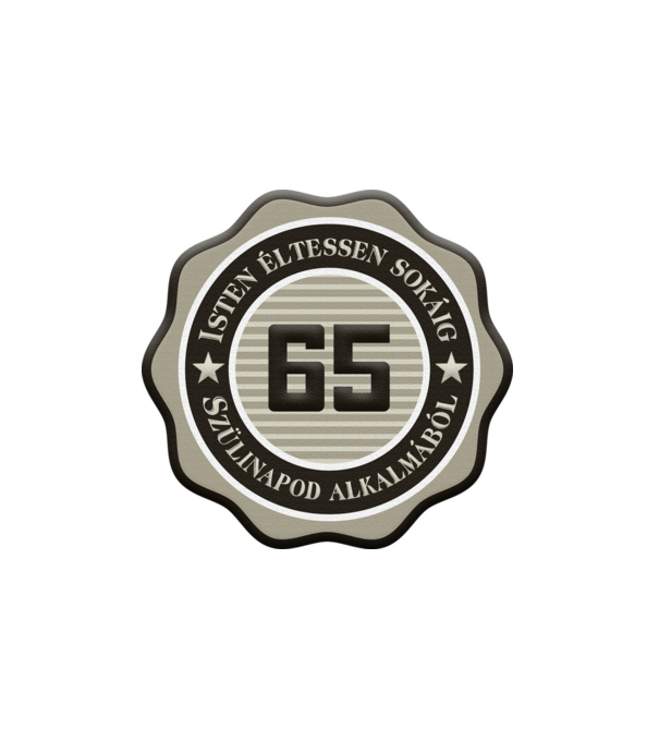 65 éves minta fehér pólón