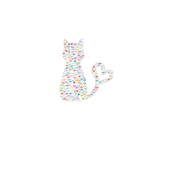 Colorful Heart Cat 2 minta fekete pólón