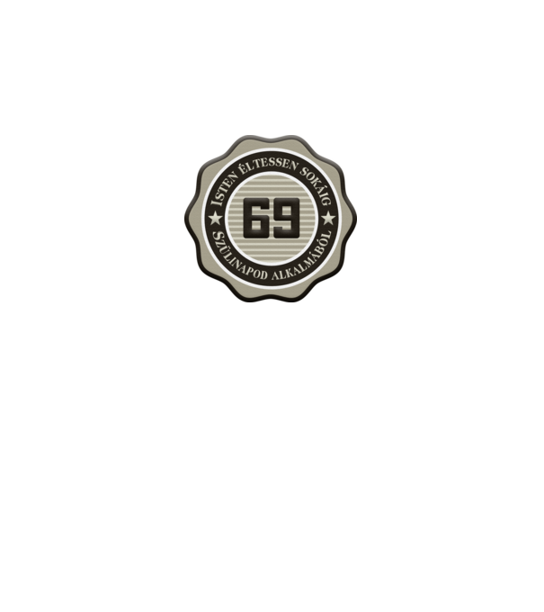 69 éves minta királykék pólón