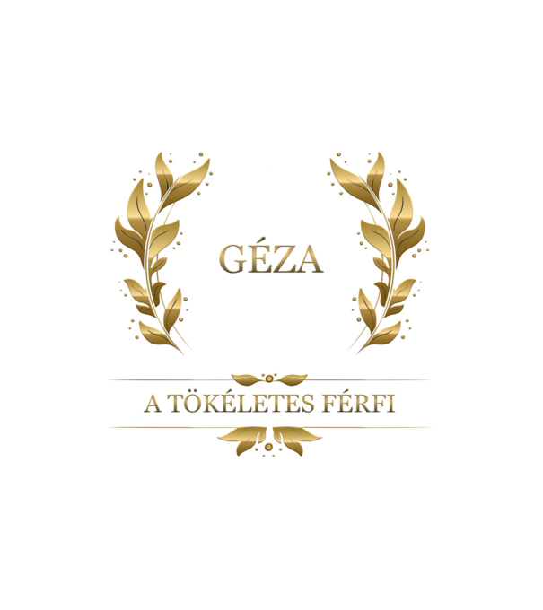 Géza minta fehér pólón
