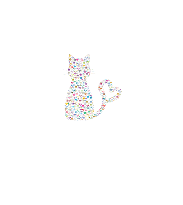 Colorful Heart Cat 2 minta farmerkék pólón
