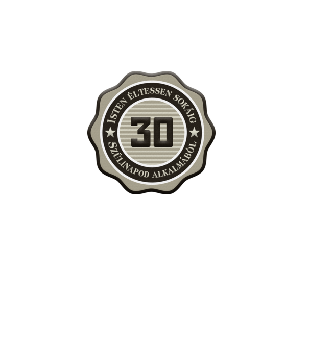 30 éves minta fehér pólón