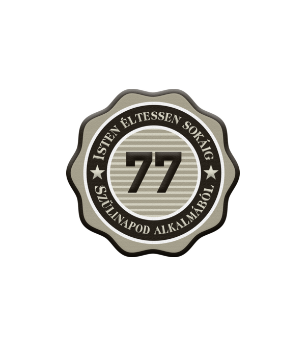 77 éves minta fehér pólón
