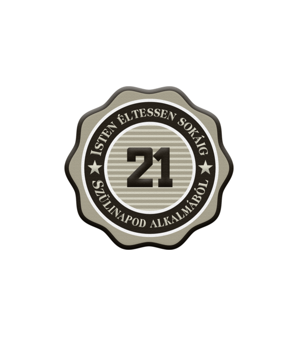21 éves minta fehér pólón