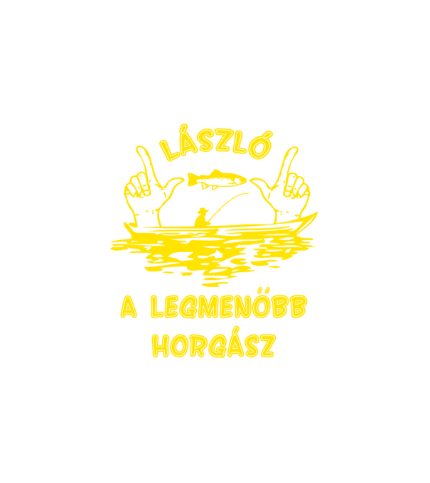 Horgász László színezhető minta fehér pólón