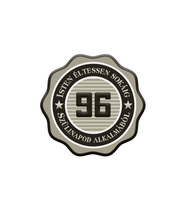 96 éves minta fehér pólón