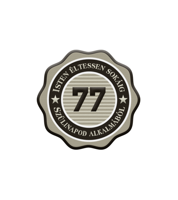 77 éves minta fehér pólón