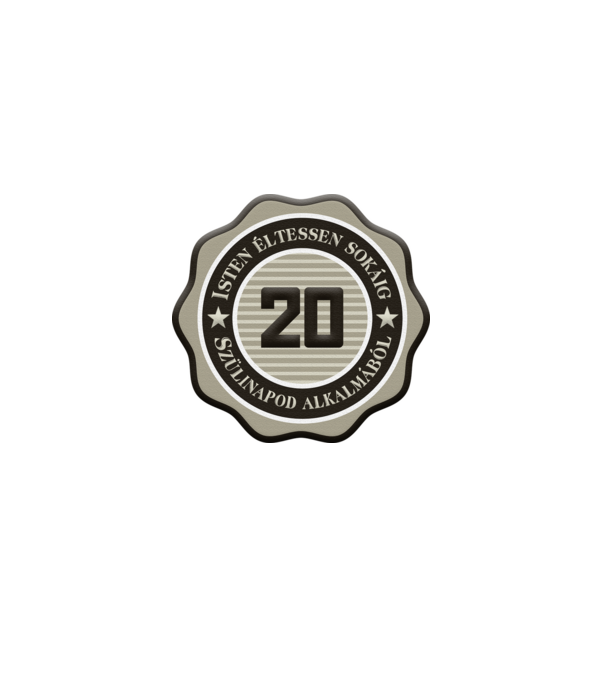 20 éves minta szürke pólón