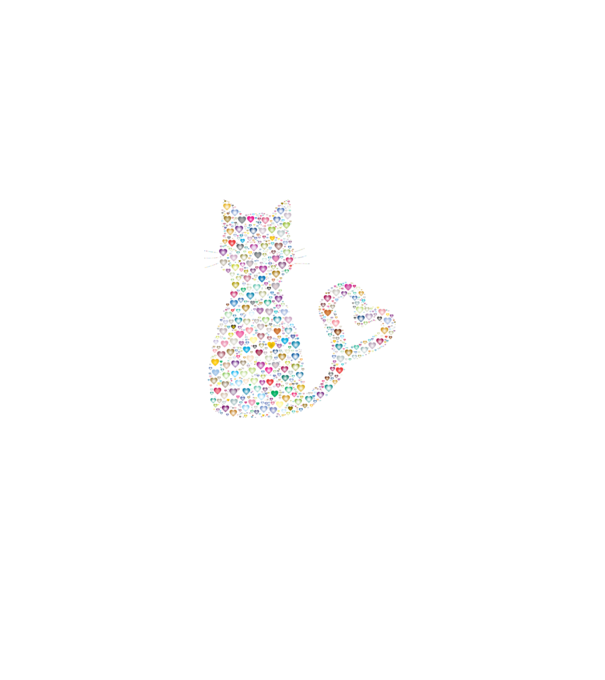 Colorful Heart Cat 2 minta fekete pólón