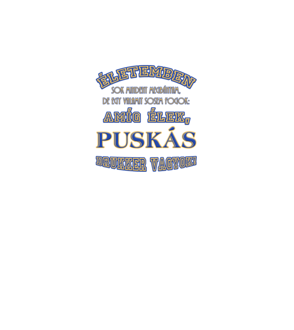 Puskás drukker minta királykék pólón