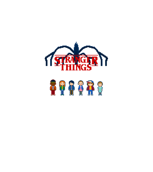 8-Bit Stranger Things minta fekete pólón