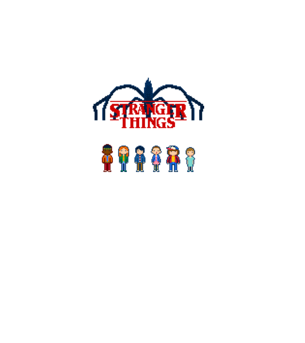 8-Bit Stranger Things minta fekete pólón