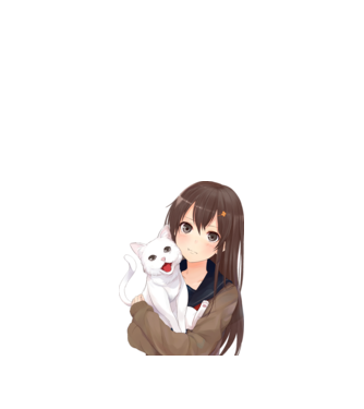 Anime lány macskával minta fehér pólón