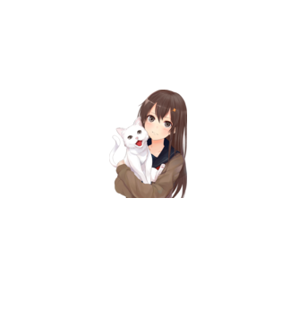 Anime lány macskával minta fehér pólón