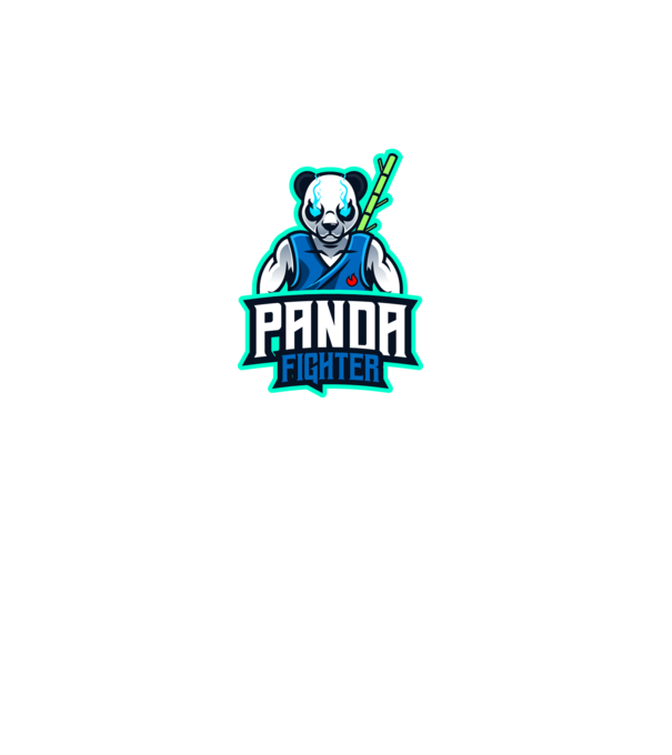 Panda fighter minta fehér pólón