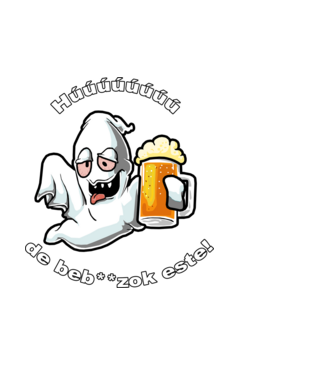 Részeg szellem - ˝Húúú de beb**zok˝ - fehér minta fehér pólón