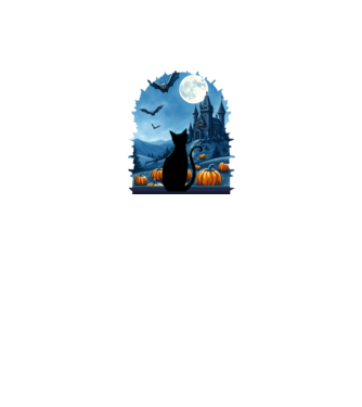 Halloween-i kilátás minta fekete pólón