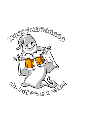 Szellem 2 korsó sörrel - ˝Húúú de beb**zok˝ - fehér minta fekete pólón