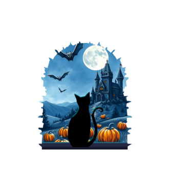 Halloween-i kilátás minta fehér pólón