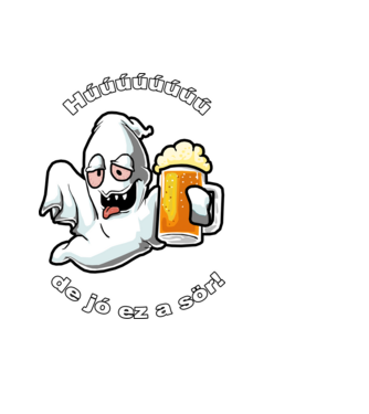 Részeg szellem - ˝Húúú de jó ez a sör˝ - fehér minta fekete pólón
