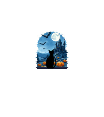 Halloween-i kilátás minta fekete pólón