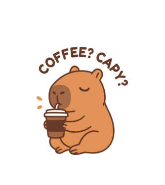 Coffee? Capy? minta fehér pólón