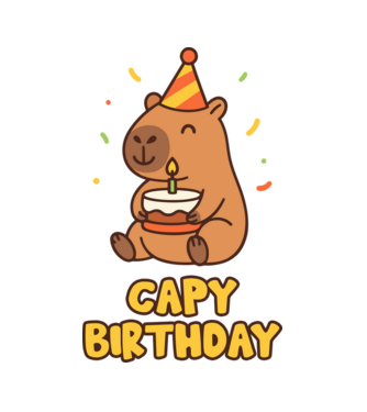 Capy birthday minta fekete pólón