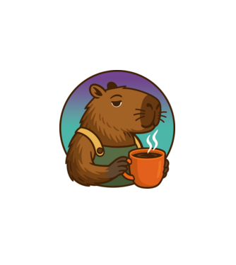 Kapibara barista minta fekete pólón