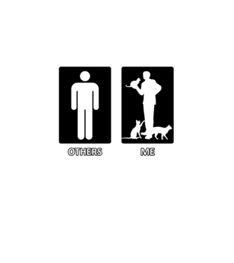 Others vs. Me (férfi) - macska minta fekete pólón