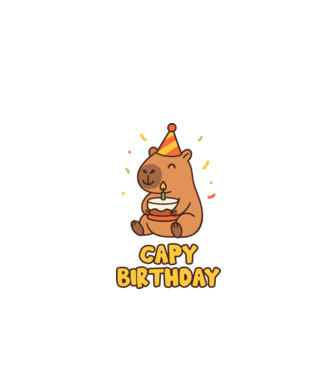Capy birthday minta fekete pólón
