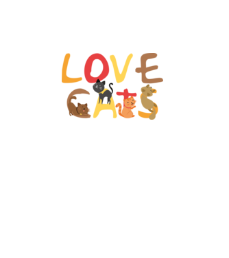 Love cats minta fehér pólón