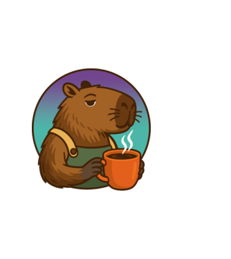 Kapibara barista minta sötétkék pólón