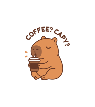 Coffee? Capy? minta fehér pólón